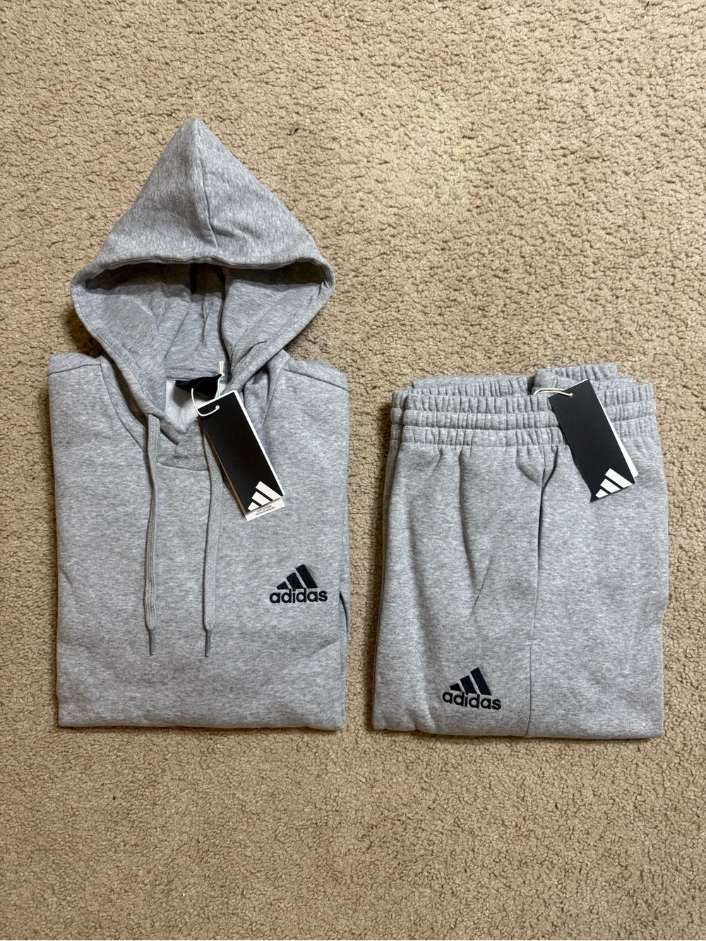 adidas Essentials Tracksuit Mens GrayAuthentic 2 Piece Set Sweatsuit Sz XL, 2XL